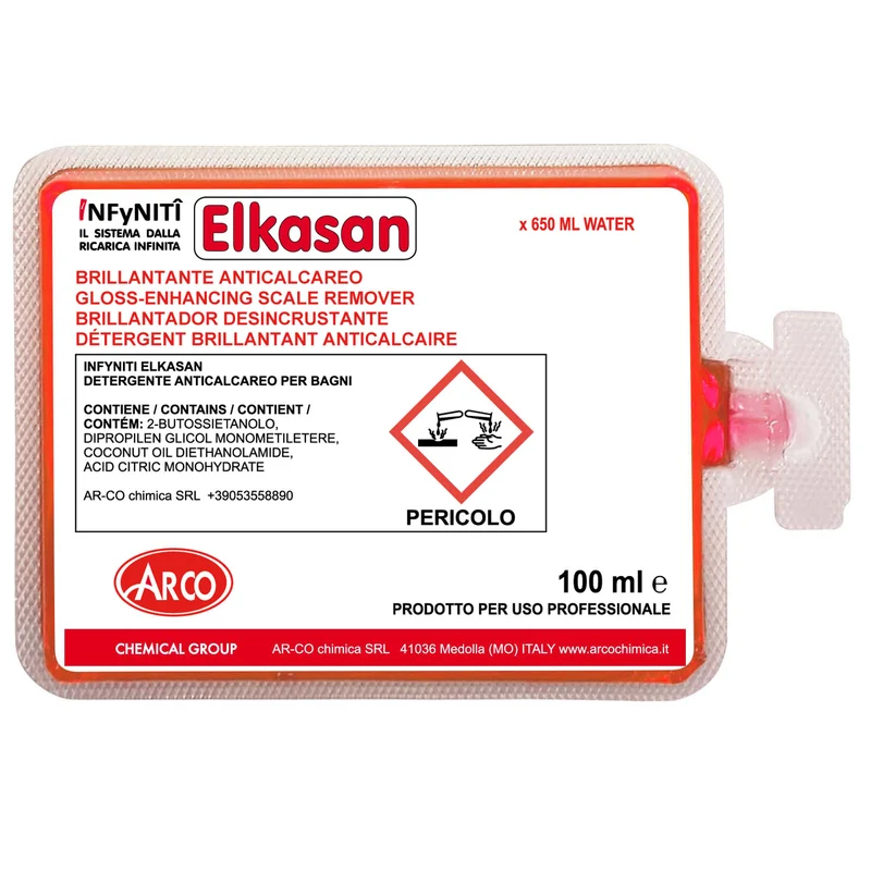 Detergente brillantante igienizzante per bagno in monodose superconcentrata Arco Chimica Infyniti Elkasan confezione 60 monodosi da 100 ml DISPONIBILE IN 10 GIORNI LAVORATIVI