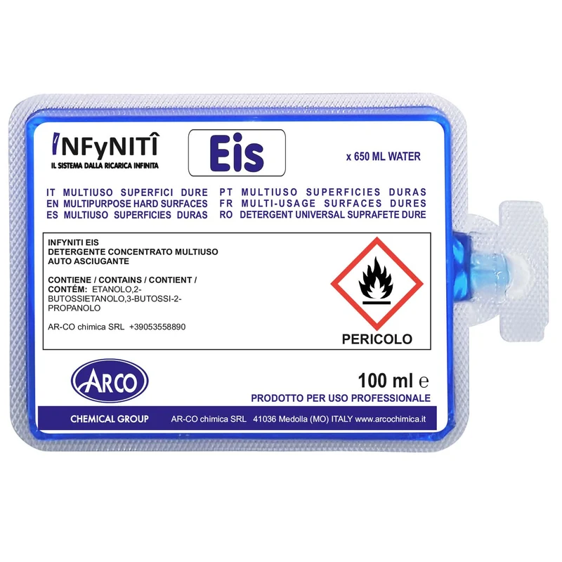 Pulitore multiuso autoasciugante in monodose superconcentrata Arco Chimica Infyniti Eis confezione 60 monodosi da 100 ml DISPONIBILE IN 10 GIORNI LAVORATIVI