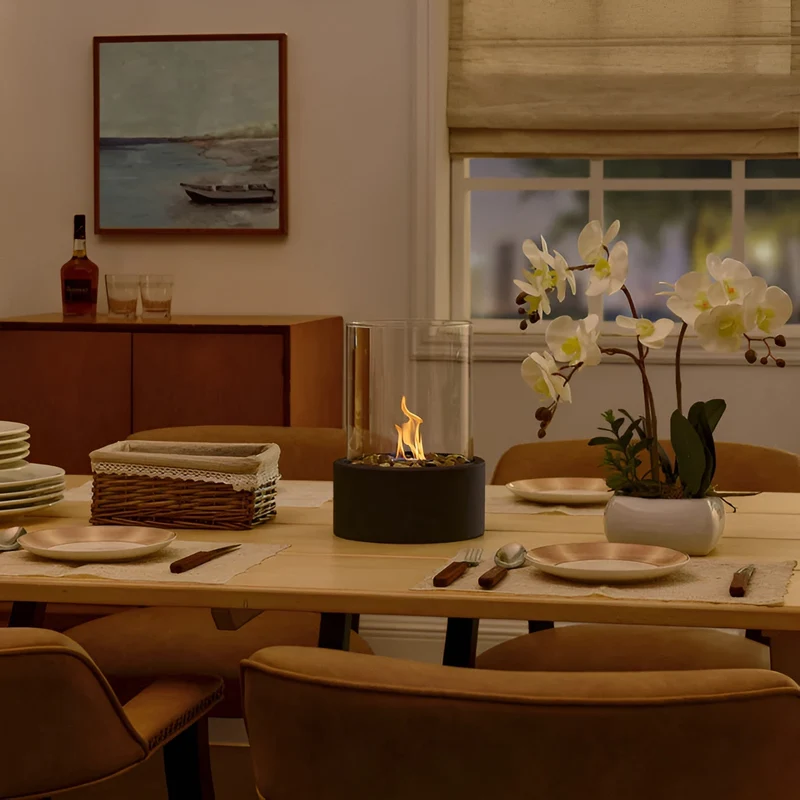 Foyer de Table SleekFlame – Ambiance Moderne et Chaleureuse
