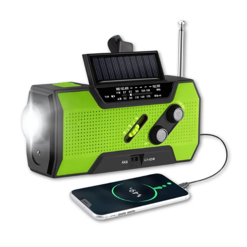 Emergency Radio with Hand Crank Solar Panel LED Flashlight and USB Power Bank