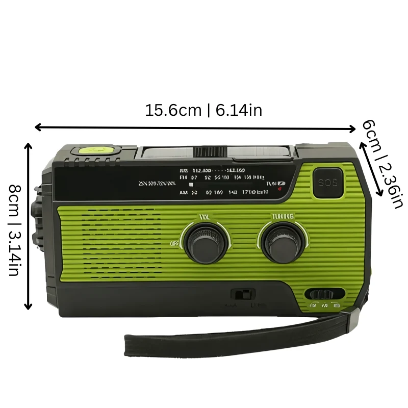 Emergency Radio with Hand Crank Solar Panel LED Flashlight and USB Power Bank