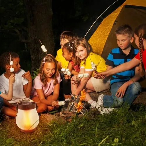 Outdoor Solar Lantern with Flickering Flame Effect and Jute Rope Handle