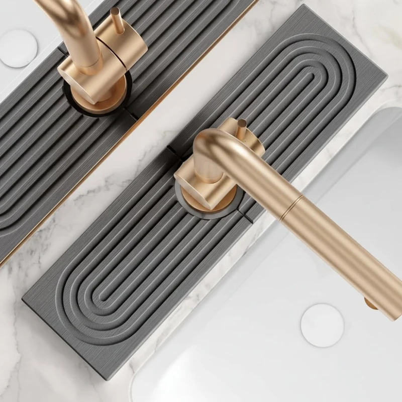 Faucet Splash Guard for Kitchen Sink with Absorbent Diatomaceous Earth Stone Mat