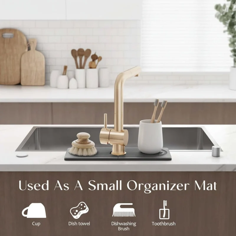 Faucet Splash Guard for Kitchen Sink with Absorbent Diatomaceous Earth Stone Mat