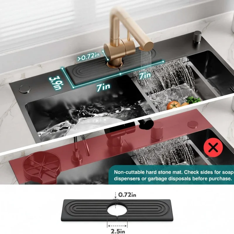 Faucet Splash Guard for Kitchen Sink with Absorbent Diatomaceous Earth Stone Mat