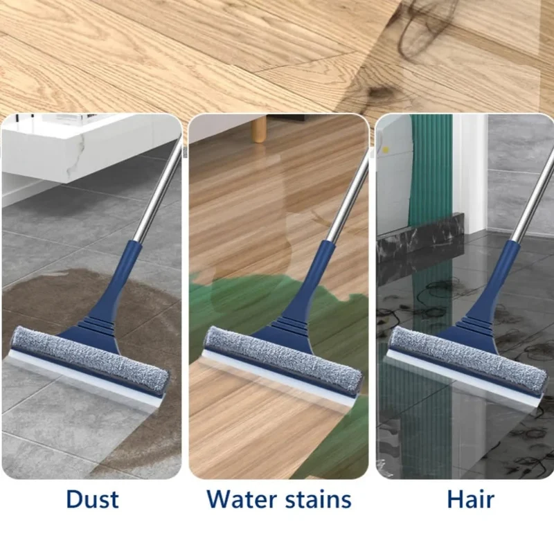 Window Squeegee with Microfiber Scrubber and Telescopic Stainless Steel Handle