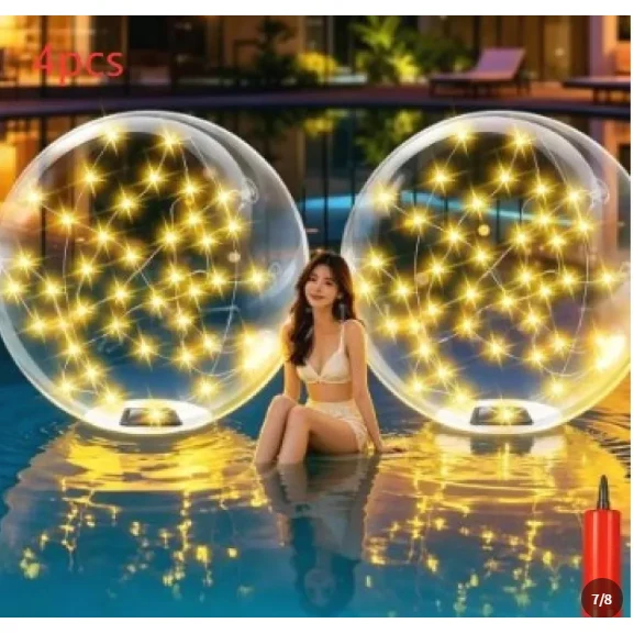 Swimming Pool Lights LED with Floating Solar Design and Inflatable Sphere