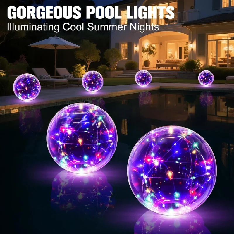 Swimming Pool Lights LED with Floating Solar Design and Inflatable Sphere