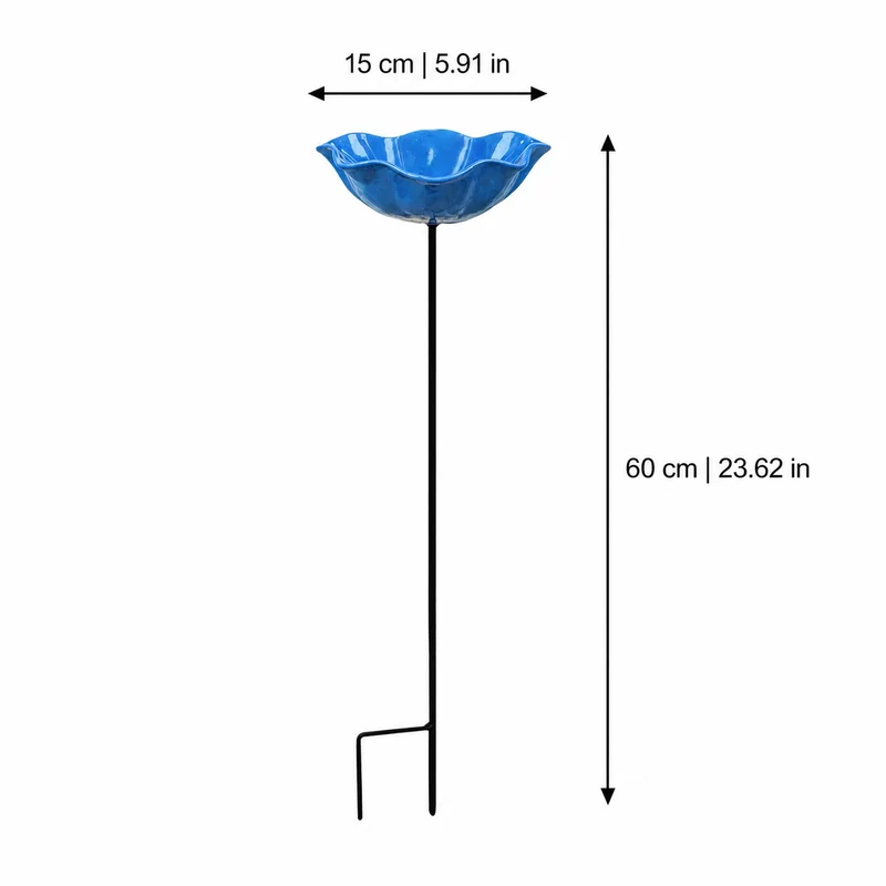 Bird Bath with Metal Ground Stake and Flower-Shaped Bowl for Garden Decor