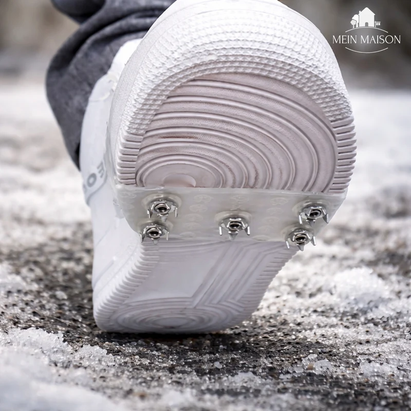 Shoes with Ice Cleats Slip-On Design with Metal Spikes for Winter Traction