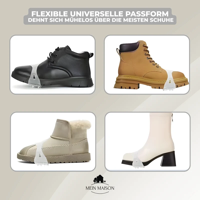 Shoes with Ice Cleats Slip-On Design with Metal Spikes for Winter Traction
