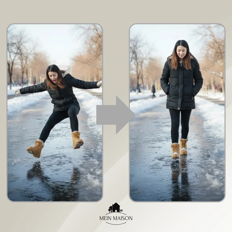 Shoes with Ice Cleats Slip-On Design with Metal Spikes for Winter Traction