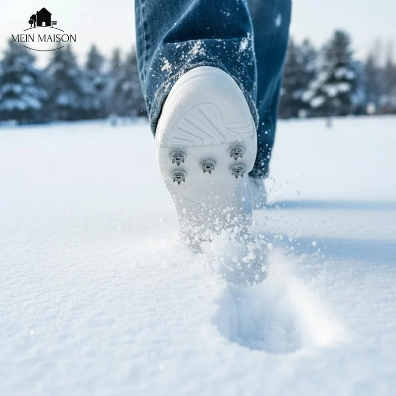 Shoes with Ice Cleats Slip-On Design with Metal Spikes for Winter Traction