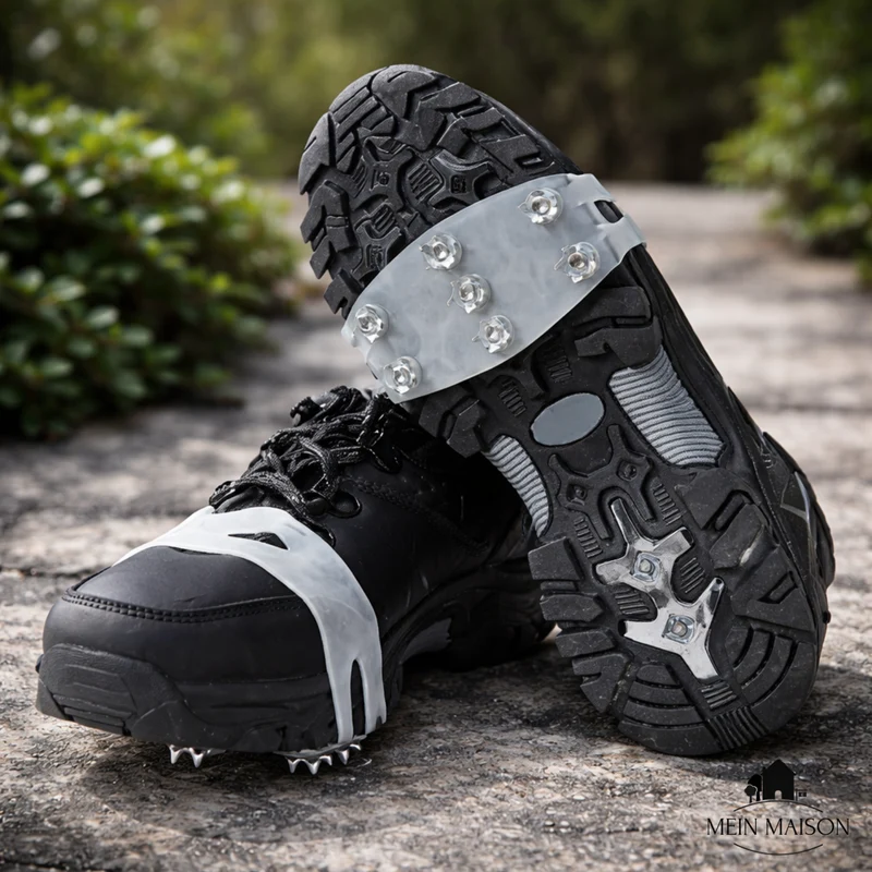 Shoes with Ice Cleats Slip-On Design with Metal Spikes for Winter Traction