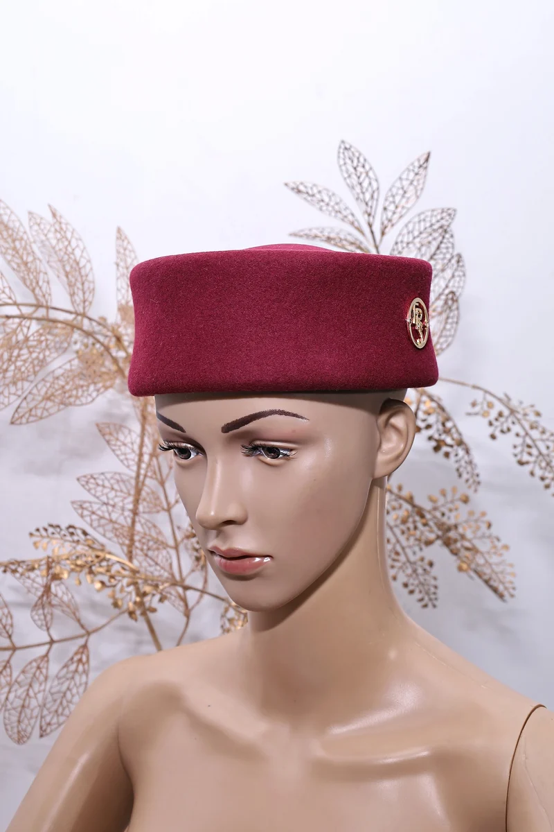 Burgundy Fabrosanz Pillbox Hat