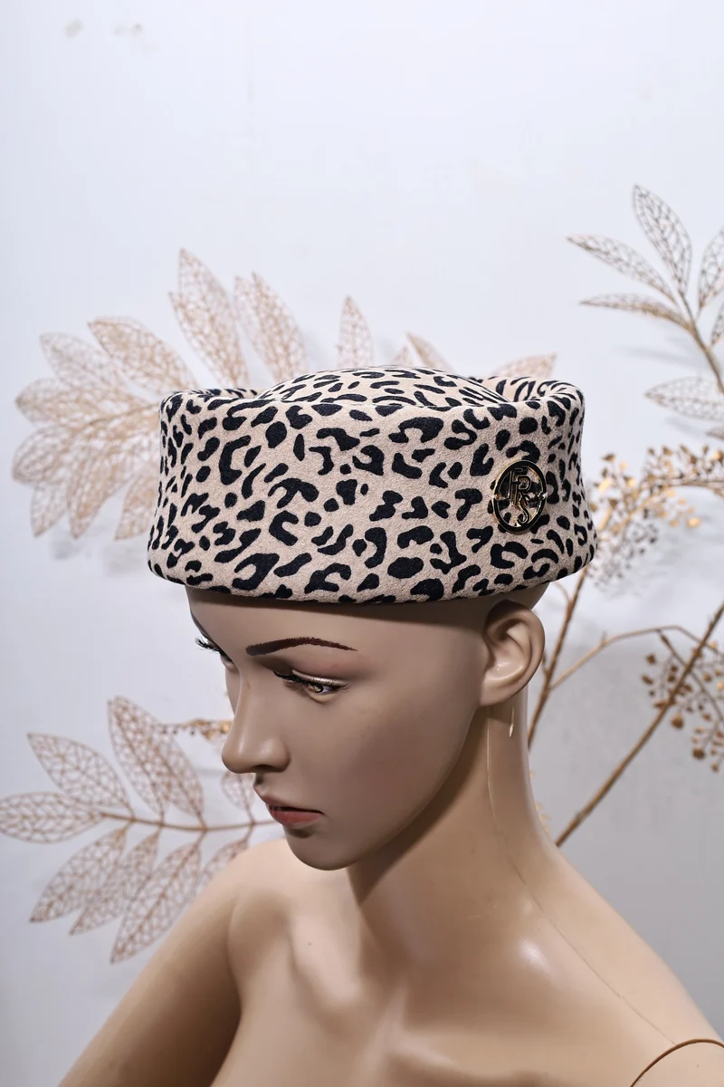 Leopard Print Fabrosanz Pillbox Hat