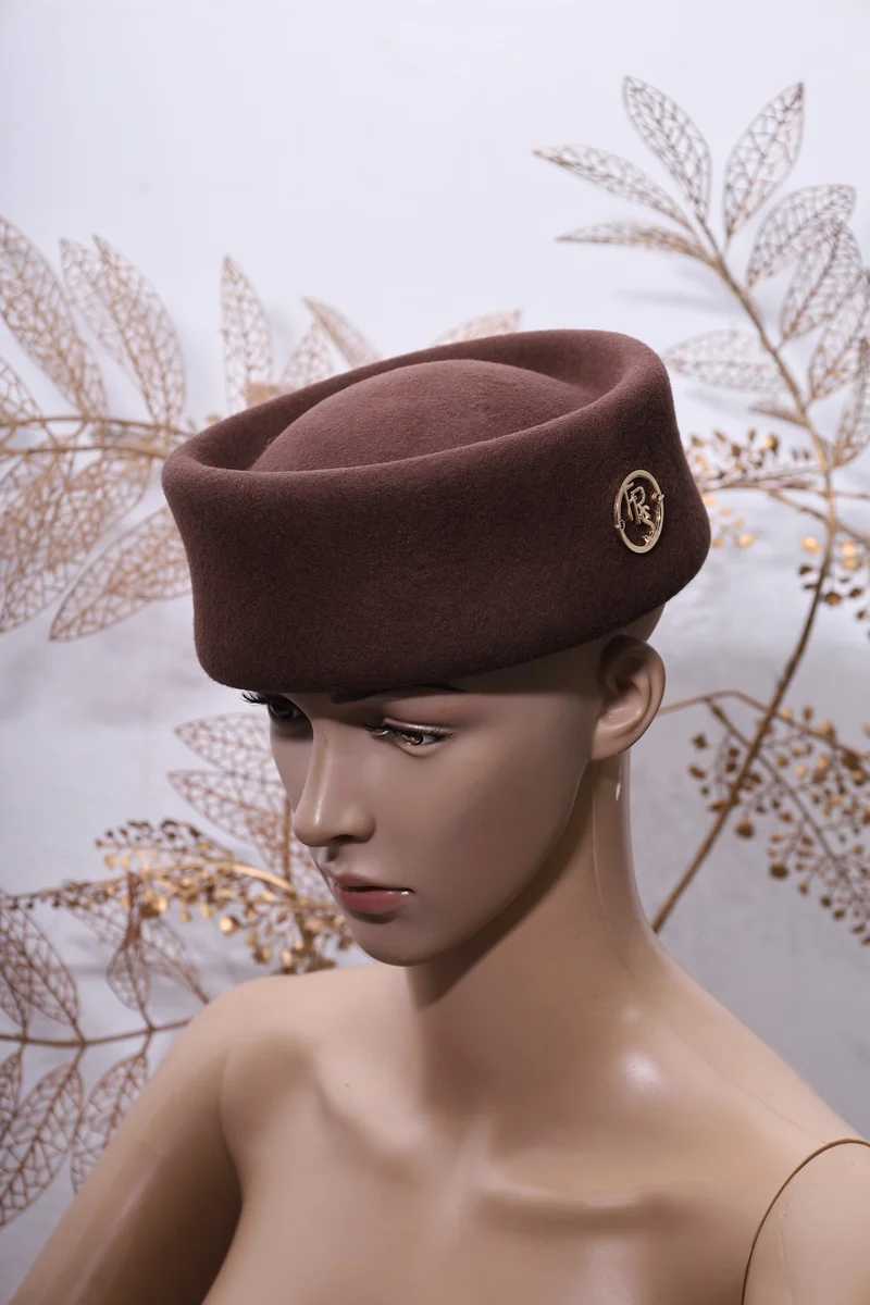 Brown Fabrosanz Pillbox Hats
