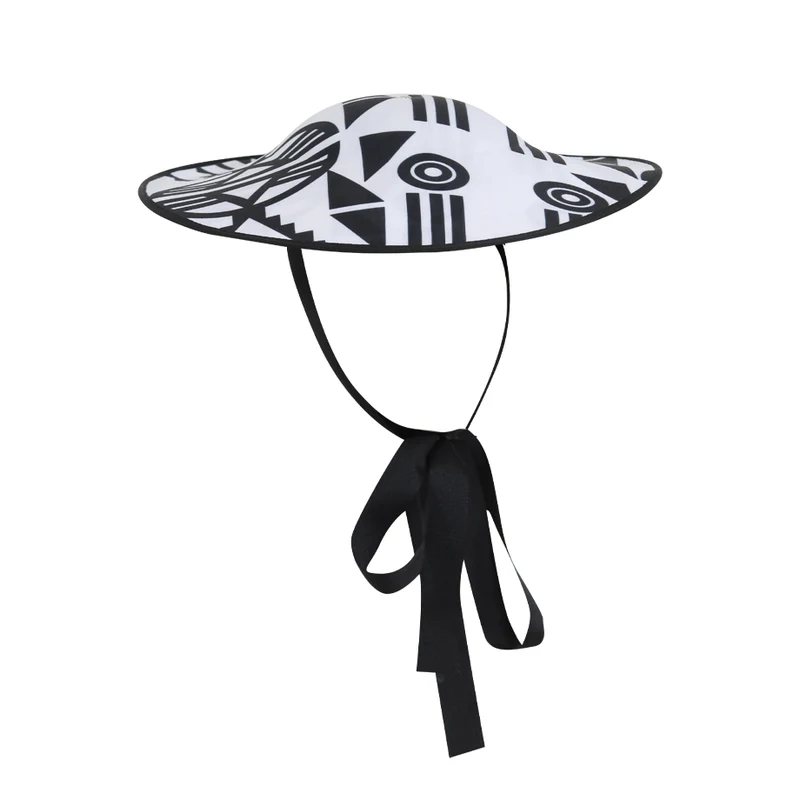 Nguni Print Disk Hat with Ribbon Tie