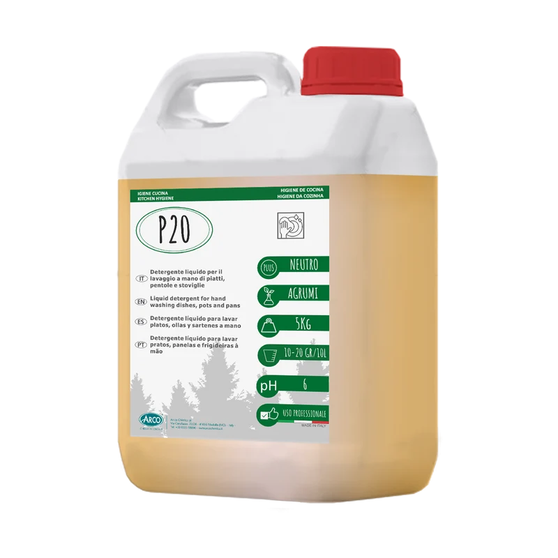 Detergente neutro schiumogeno per piatti a mano Arco Chimica P20 5 kg DISPONIBILE IN 10 GIORNI LAVORATIVI