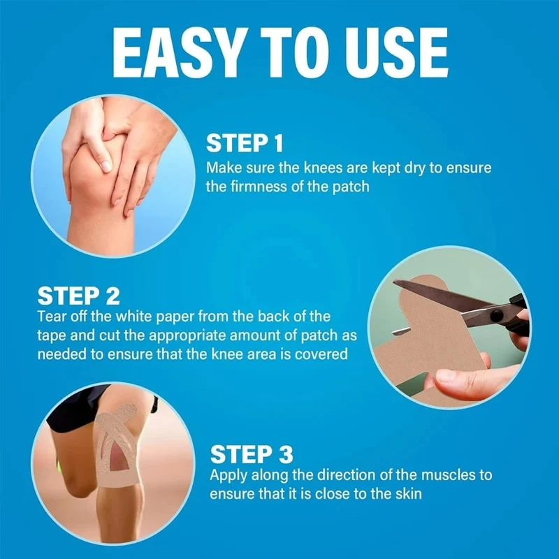 Kinesiology Tape Knee with Elastic Support for Pain Relief and Muscle Recovery