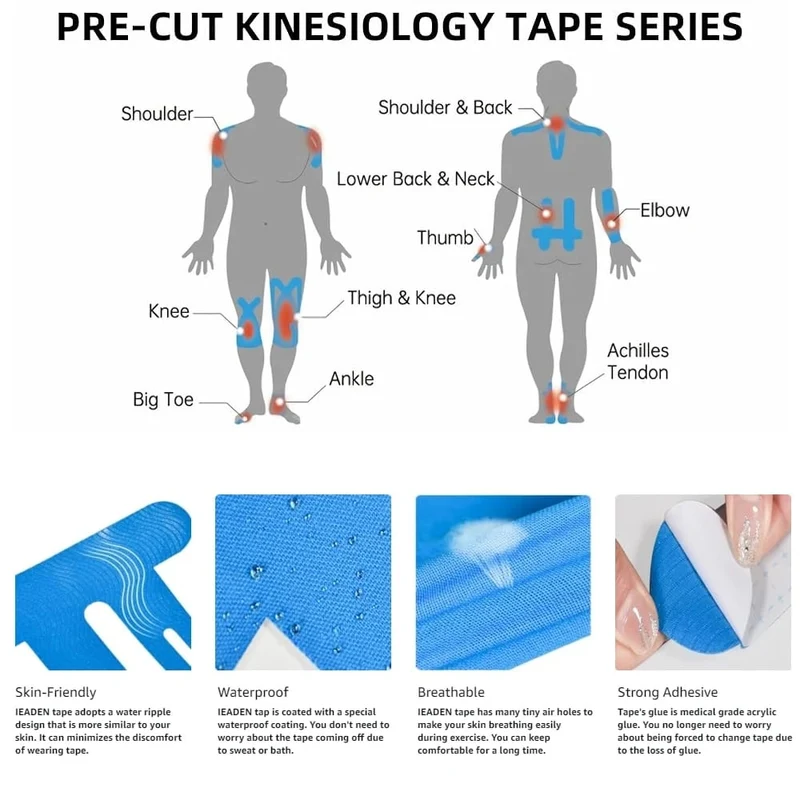 Kinesiology Tape Knee with Elastic Support for Pain Relief and Muscle Recovery