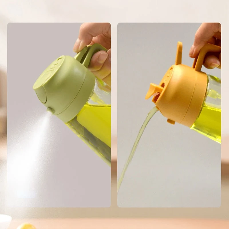 Olive Oil Dispenser Bottle with Glass Sprayer and Flip-Top Pouring Spout