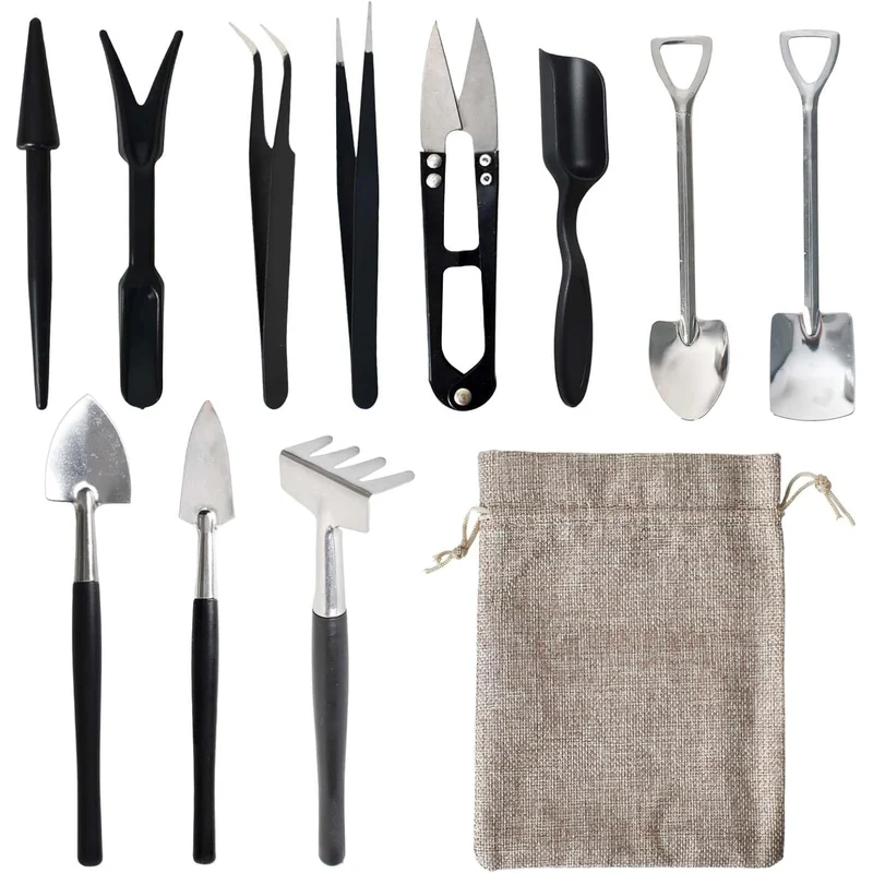 12-Piece Mini Gardening Tool Set for Succulents with Storage Bag