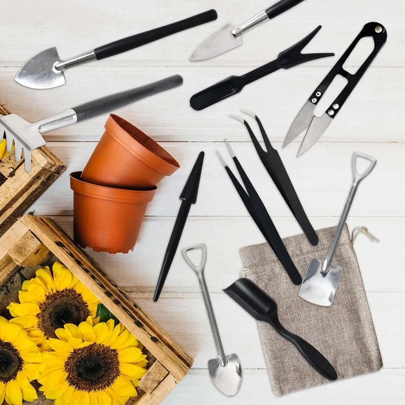 12-Piece Mini Gardening Tool Set for Succulents with Storage Bag