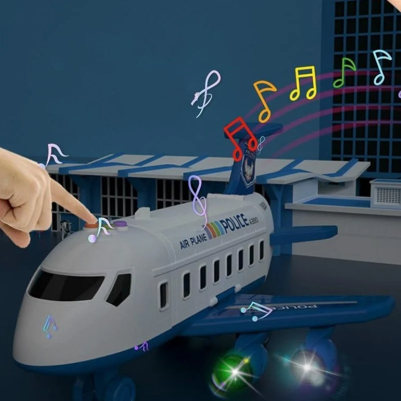 Toy Airplane Playset with Lights, Sounds, Mini Vehicles and Ramps