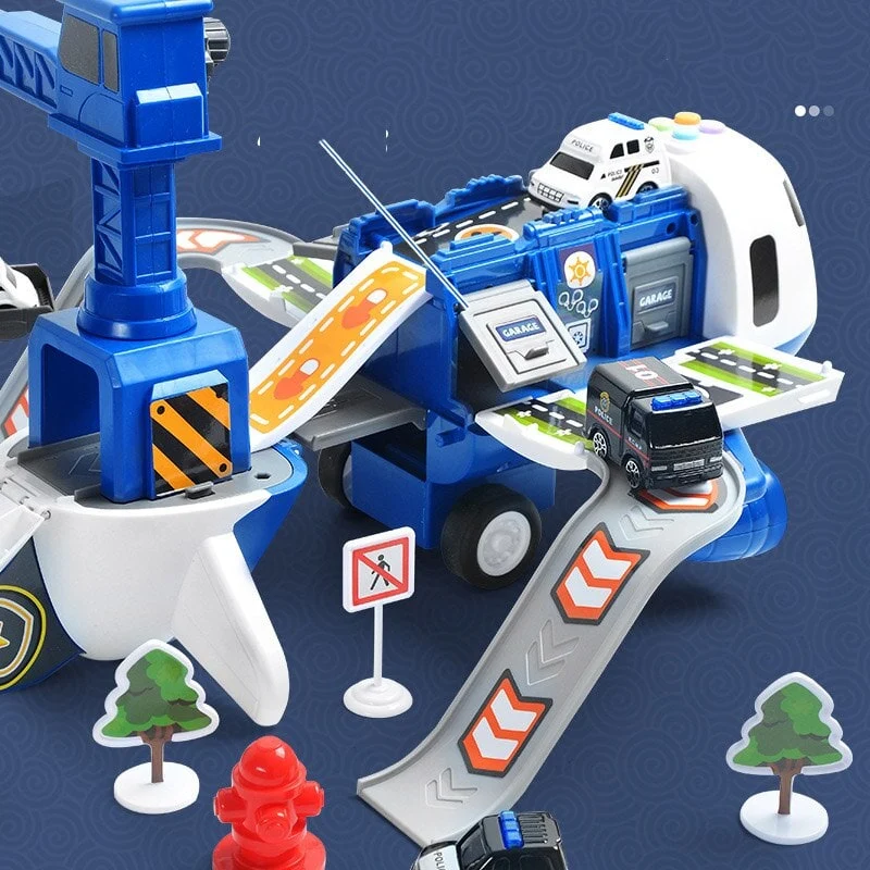 Toy Airplane Playset with Lights, Sounds, Mini Vehicles and Ramps