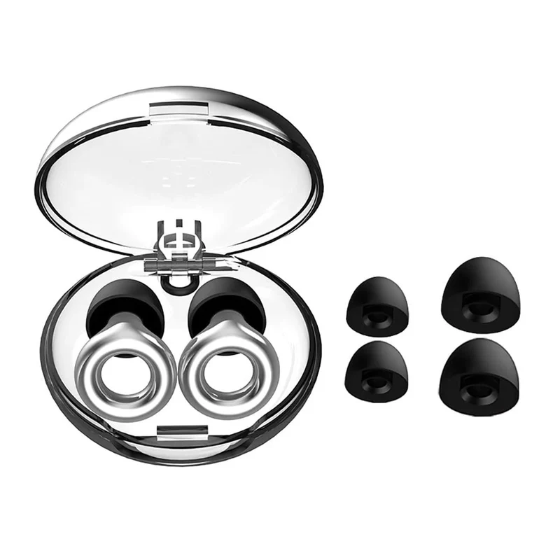 Reusable Noise-Reducing Silicone Earplugs with Storage Case