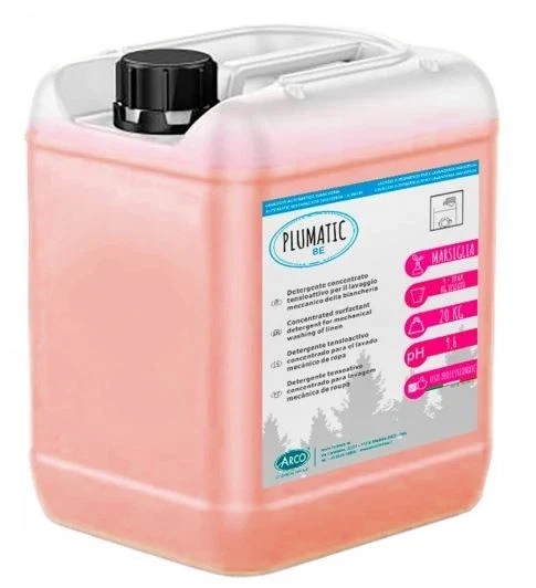 Detergente enzimatico concentrato per lavanderie industriali Arco Chimica Plumatic 8 E 20 kg DISPONIBILE IN 10 GIORNI LAVORATIVI