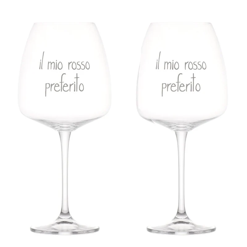 Simple Day – Set 2 calici vino 77 cl con decori serigrafati