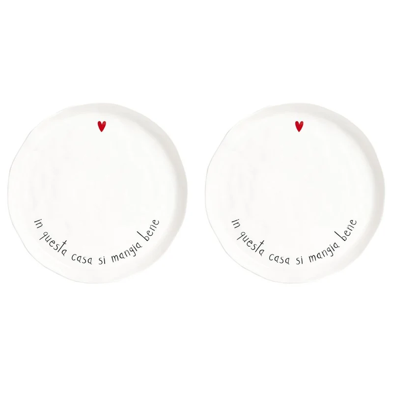 Simple Day – Set 2 piatti piani Ø27 cm con scritte
