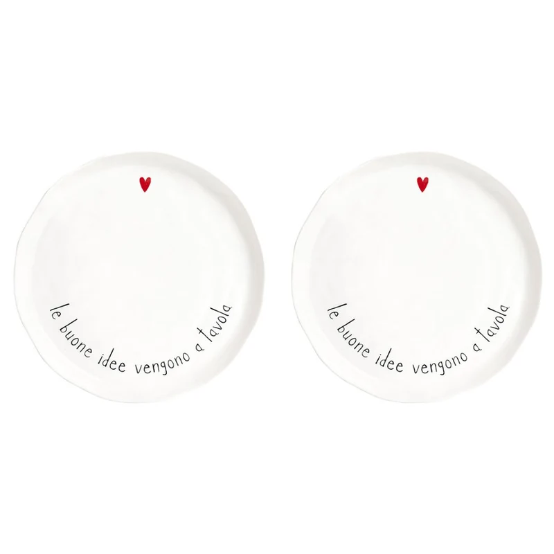 Simple Day – Set 2 piatti piani Ø27 cm con scritte