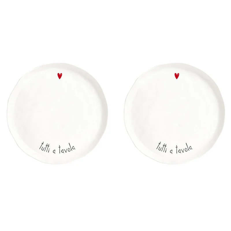 Simple Day – Set 2 piatti piani Ø27 cm con scritte