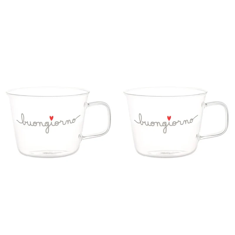 Simple Day – Set 2 tazze colazione 480 ml con scritte