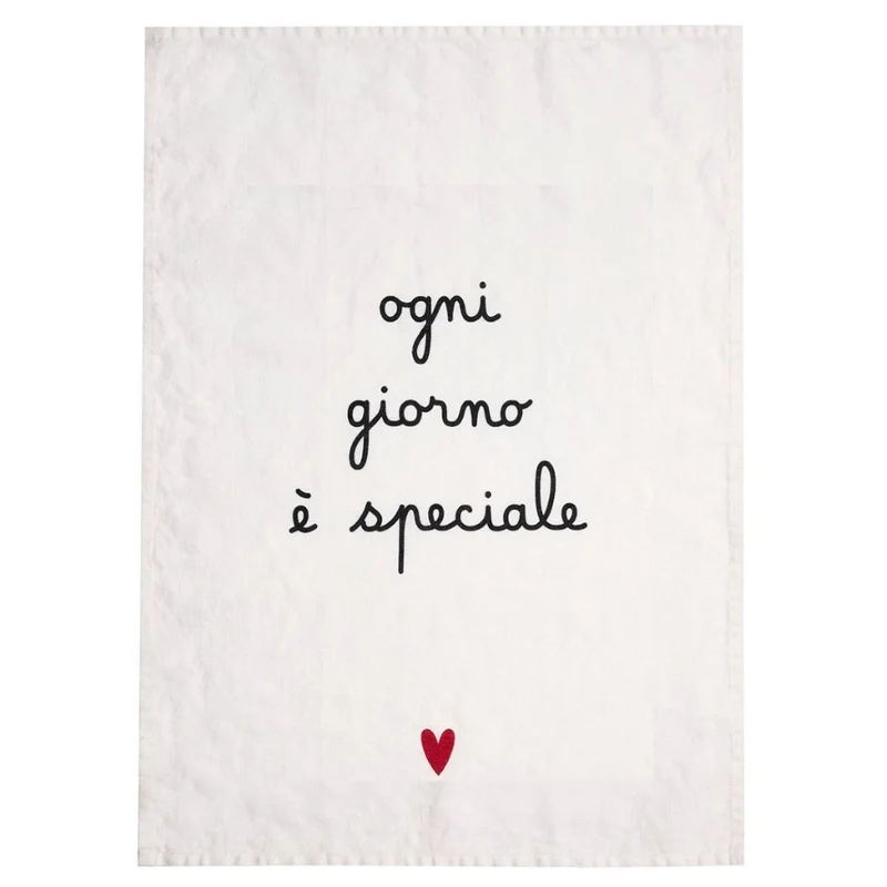 Simple Day – Canovaccio lino bianco o naturale con scritte e decori