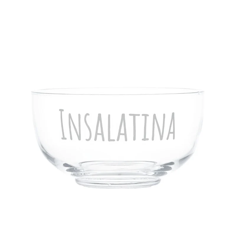 Simple Day - Insalatiera in vetro D 22 cm con scritta