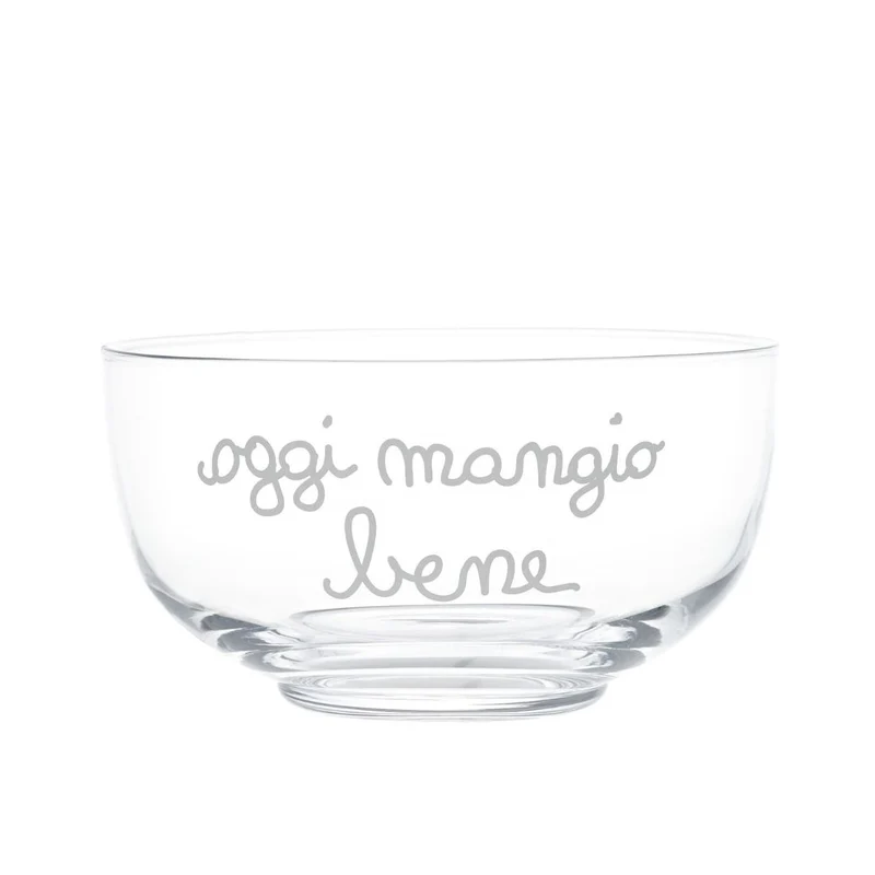 Simple Day - Insalatiera in vetro D 22 cm con scritta