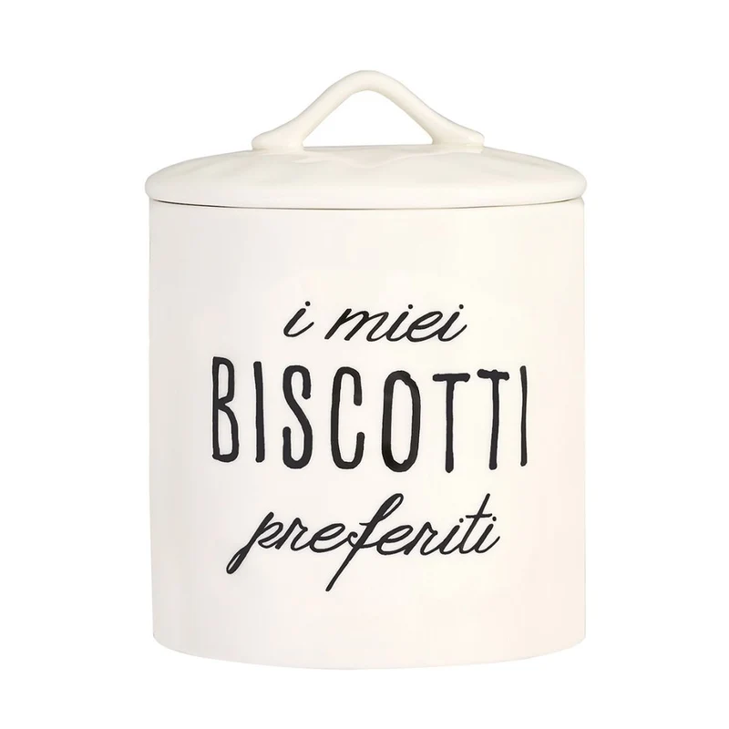 Simple Day - Barattolo bianco in grès D 16 cm con scritta nera
