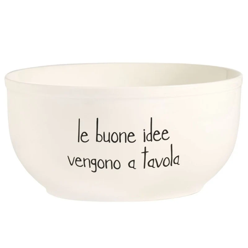Simple Day - Insalatiera in grès porcellanato D 25 cm con scritta nera