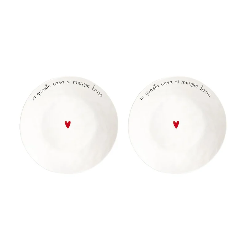 Simple Day – Set 2 piatti fondi Ø20 cm con scritte