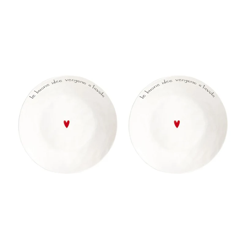 Simple Day – Set 2 piatti fondi Ø20 cm con scritte
