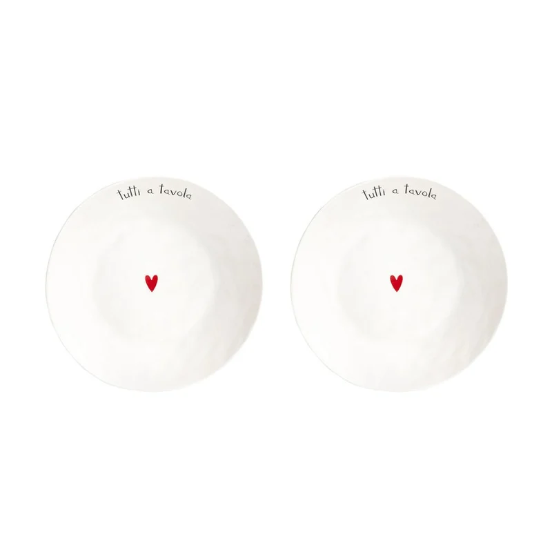 Simple Day – Set 2 piatti fondi Ø20 cm con scritte