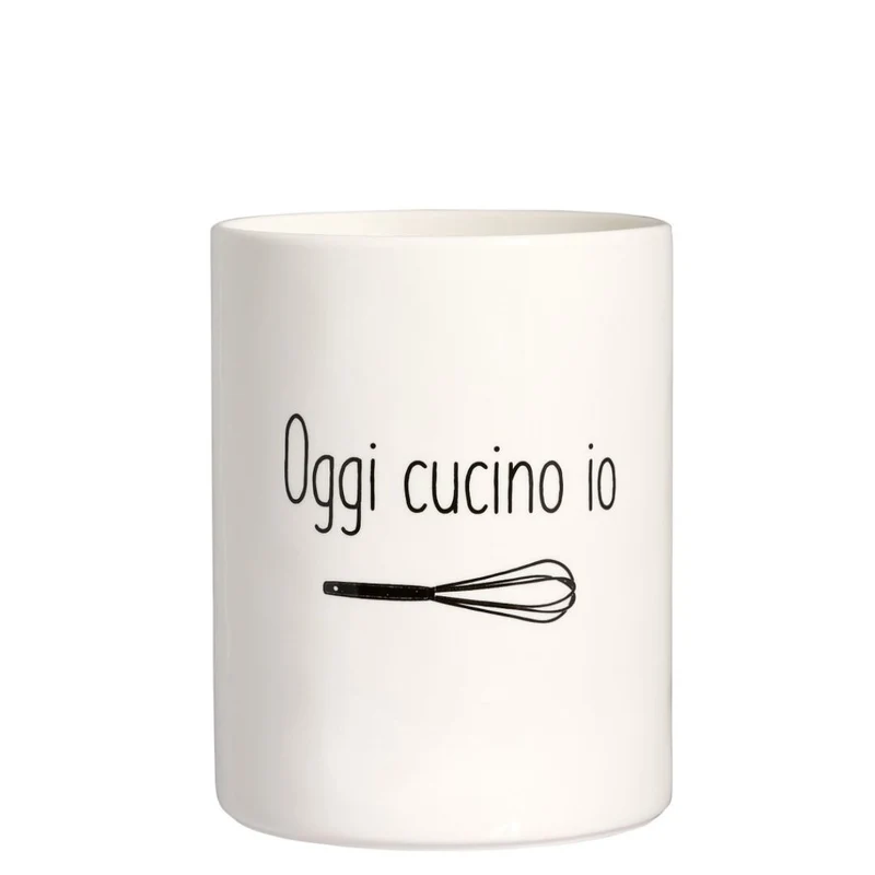 Simple Day - Portamestoli in grès bianco con decoro