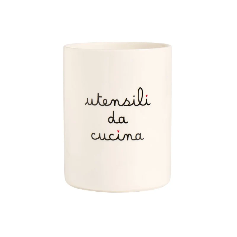 Simple Day - Portamestoli in grès bianco con decoro