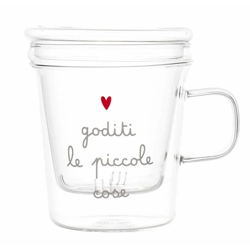 Simple Day – Tisaniera con infusore 400 ml con scritte