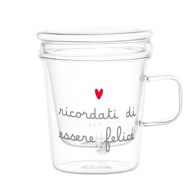 Simple Day – Tisaniera con infusore 400 ml con scritte