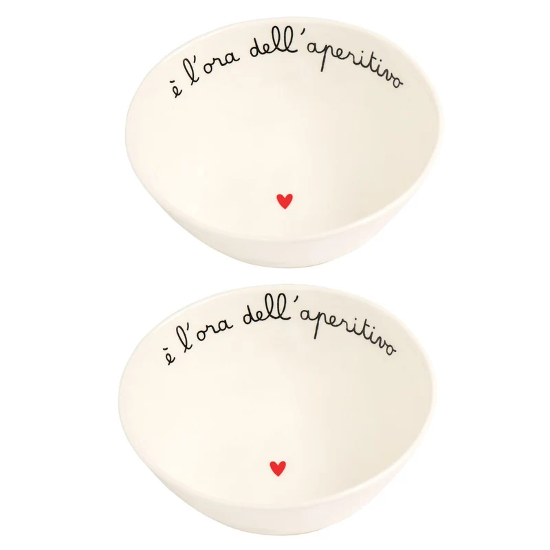 Simple Day – Set 2 coppette in grès Ø12,5 cm con scritta